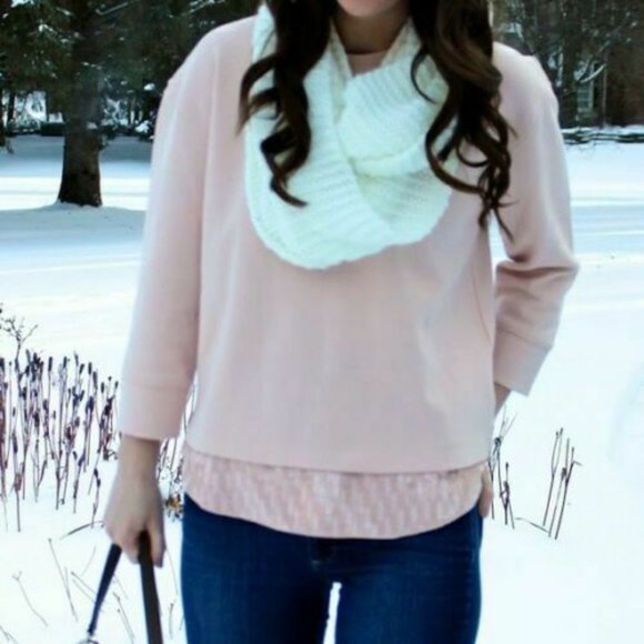 NWT J Crew Sequin Trim Sweatshirt Top Blush Pink E4182 Women's Size Large H12697 - Picture 12 of 12